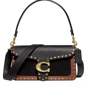 *NWT* COACH TABBY RIVET BLACK AND BROWN brushed